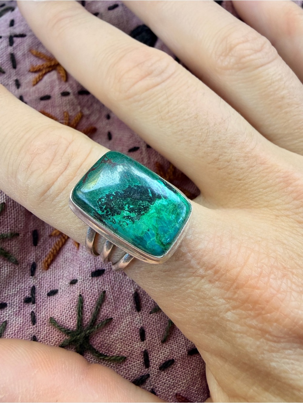 Sterling Silver Chrysocolla Statement Ring
